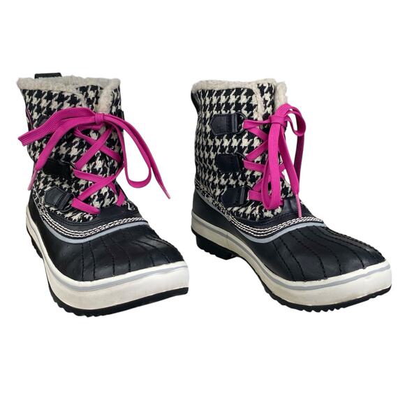Sorel Women’s Tivoli Black Houndstooth Lace Up Winter Boots Size US 6.5 - Picture 5 of 11